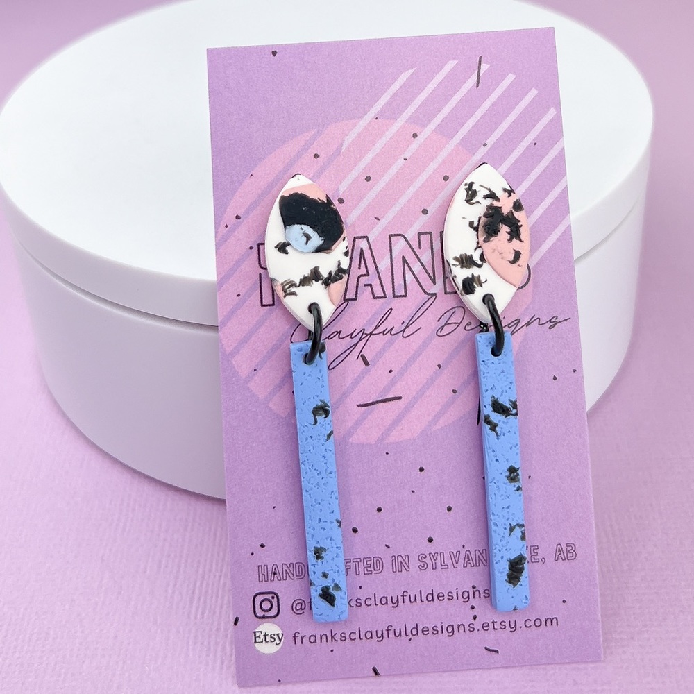 Spotted Abstract Design Handmade Polymer Clay Earrings Lightweight Funky…